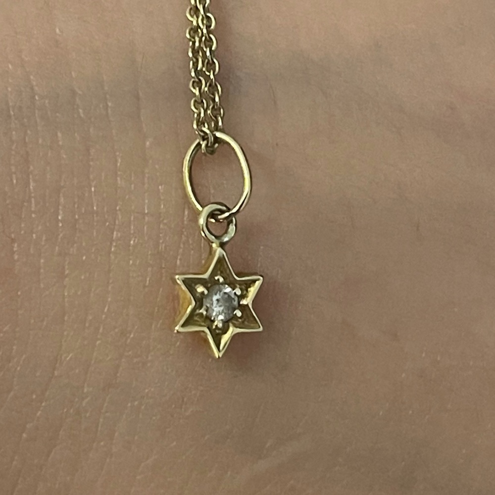 Sydney evan 14 k gold diamond Jewish star necklace
